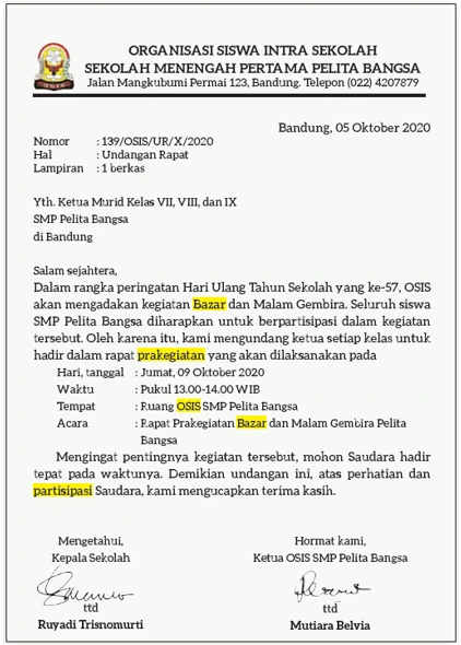 Kunci Jawaban Soal tentang Menganalisis Isi dan Tujuan dalam Surat Resmi