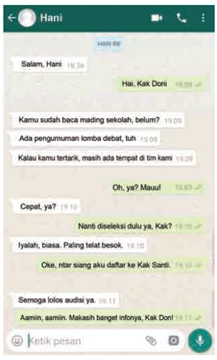 Kunci Jawaban Soal tentang Percakapan Hani dan Doni Melalui Media Sosial Whatsapp