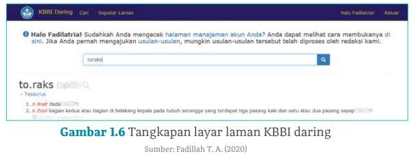 Gambar 1.6 Tangkapan layar laman KBBI daring